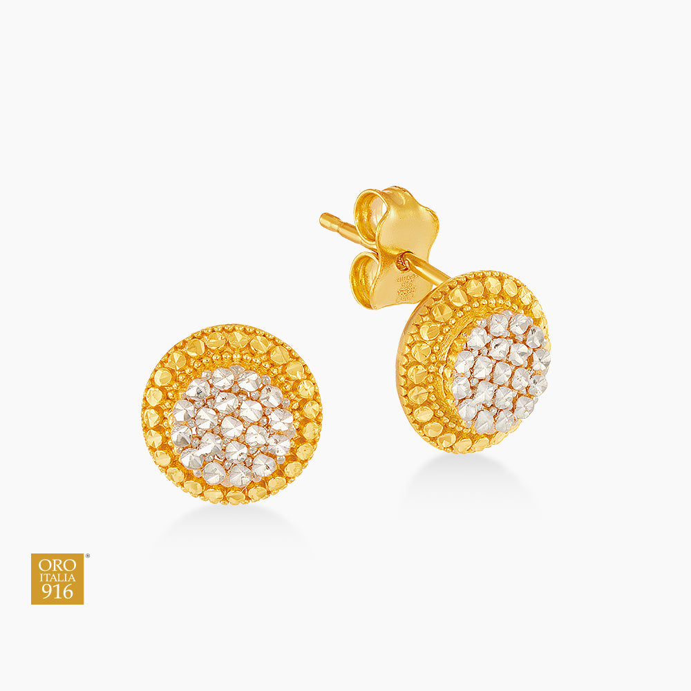 LUMINA | Oro Italia 916 Yellow and White Gold Earrings GE78120426(YW)-BI (22K Gold)