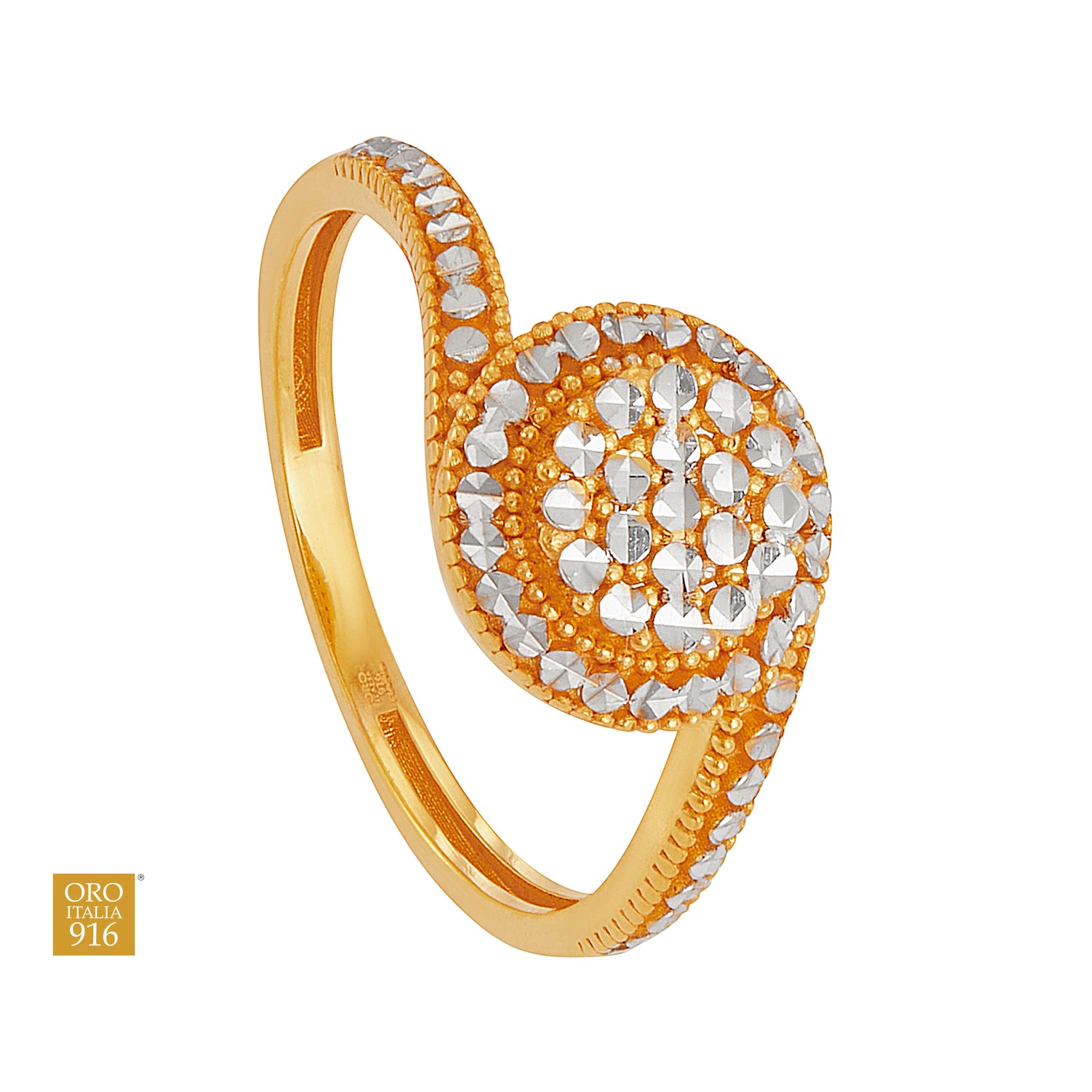 Oro Italia 916 Yellow and White Gold Ring GR61601225(YW)-BI