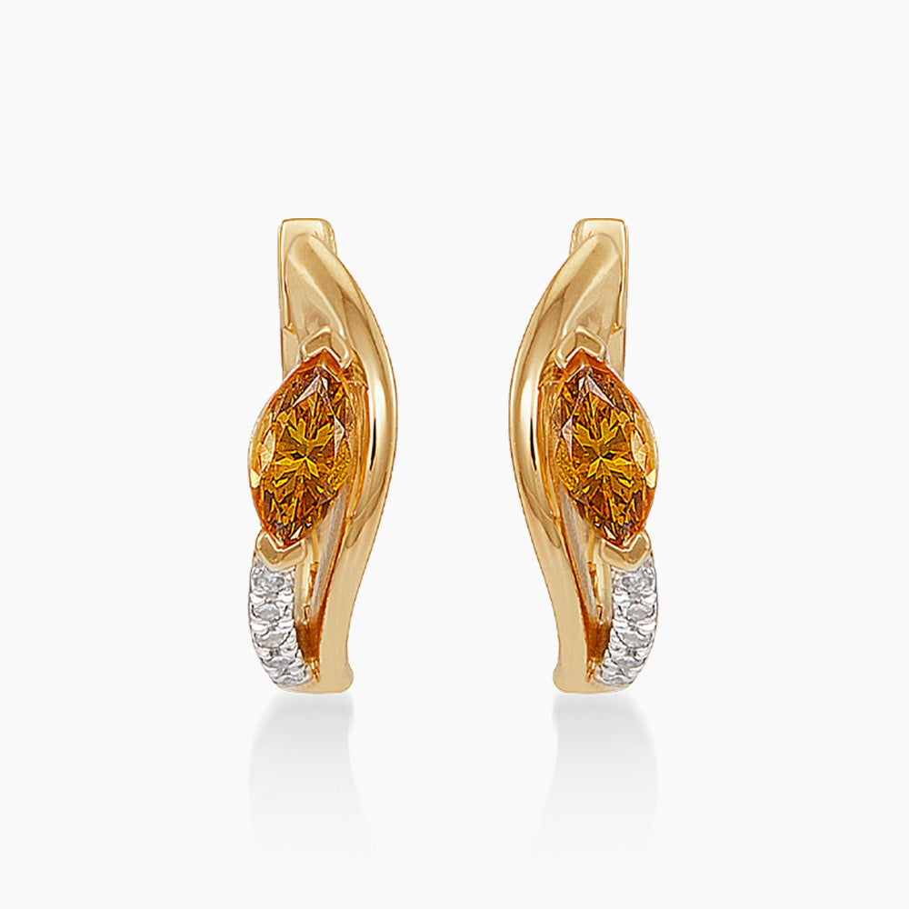 Marquise Citrine and Diamond Earrings in 375/9K Yellow Gold 458440526(YG)-CITR