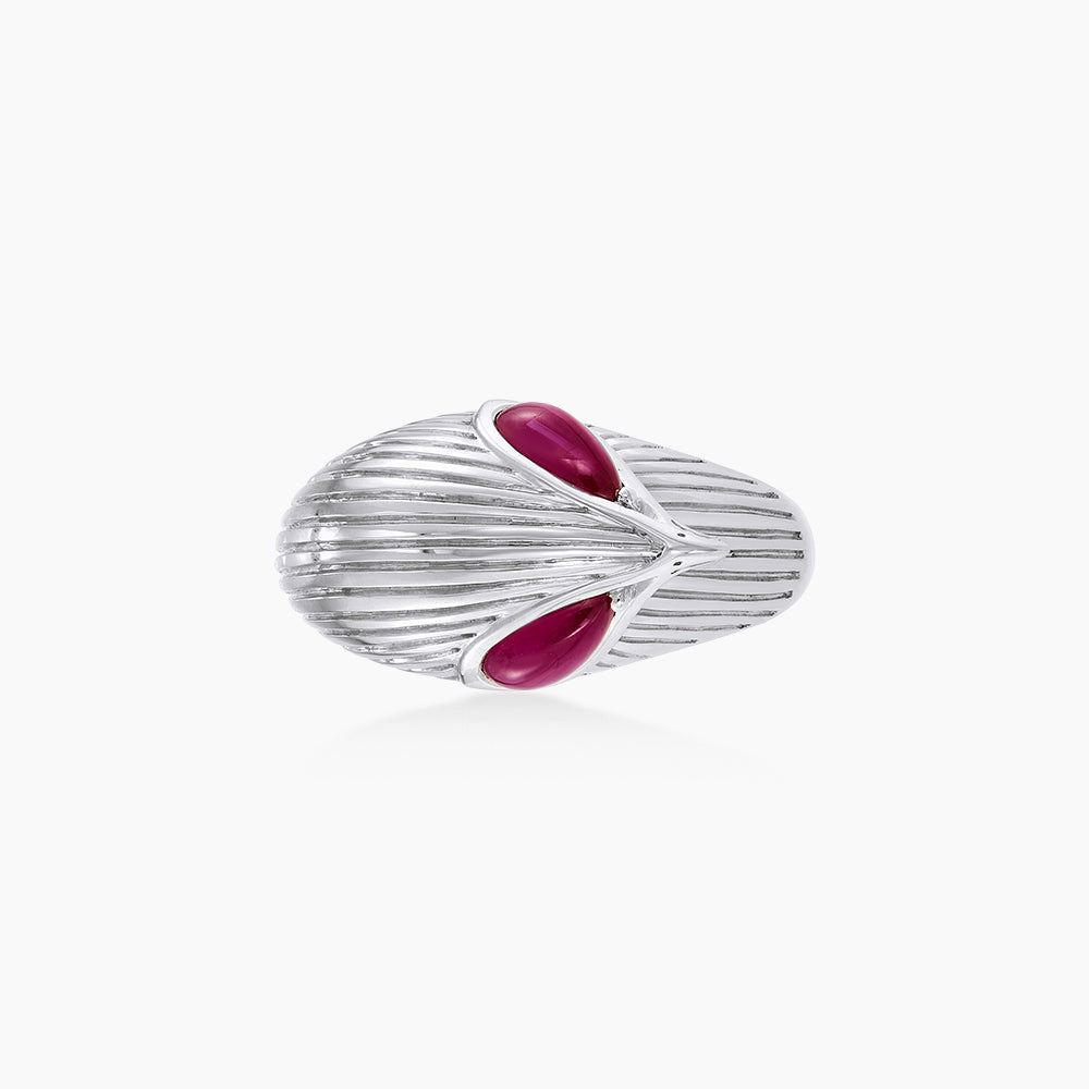 Pear Cabochon Ruby Men's Ring in 925 Silver Palladium LE5694710326(PLD)