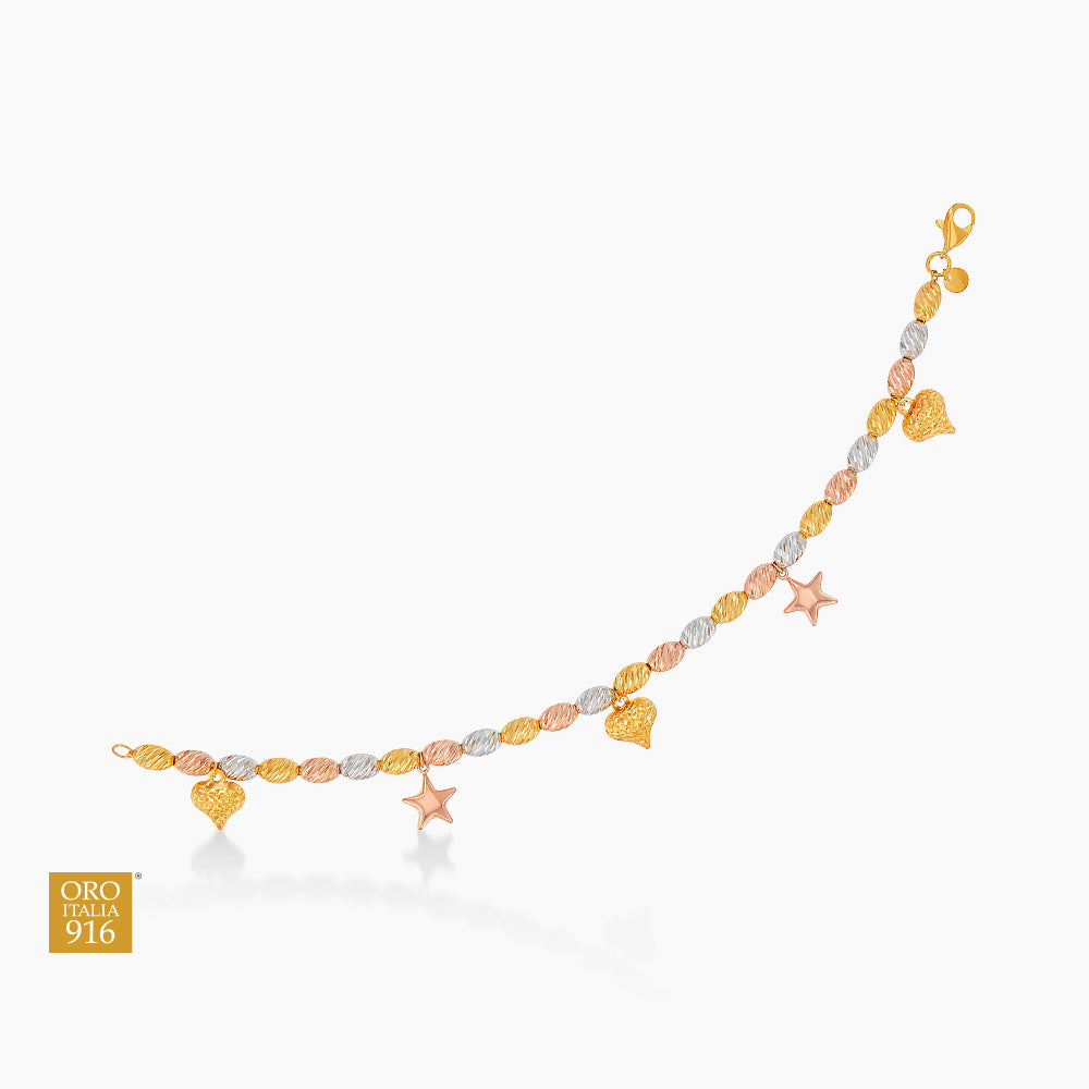 Oro Italia 916 Yellow, White and Rose Gold Bracelet GW55171225-TI (22K Gold)