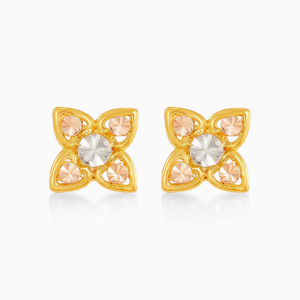 916/22K Yellow, White and Rose Gold Earrings 6300033YWR