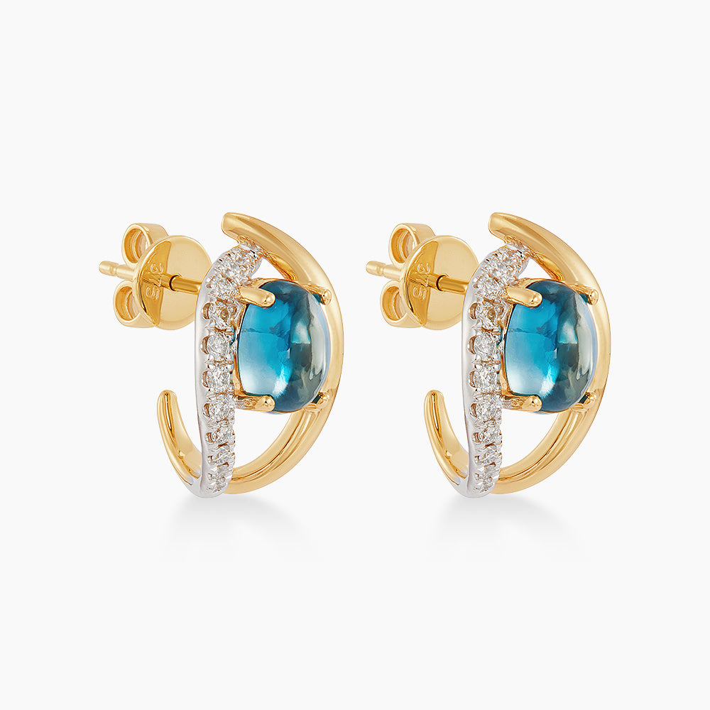 Oval Blue Topaz and Diamond Earrings in 375/9K Yellow and White Gold 276050826(E)