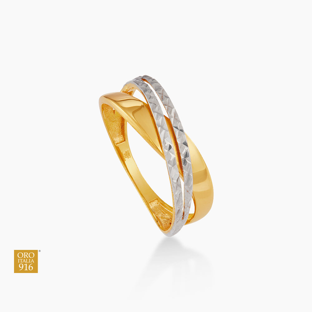 Oro Italia 916 Yellow and White Gold Ring GR61381225(YW)-BI (22K Gold)