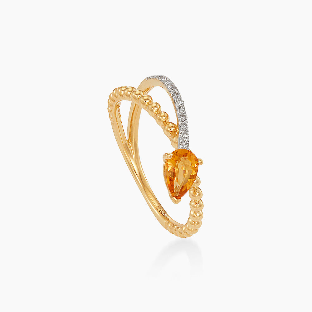Pear Citrine and Diamond Ring in 375/9K Yellow Gold 275070526(YG)-CITR