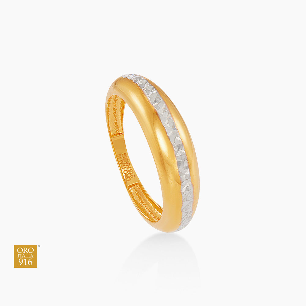 Oro Italia 916 Yellow and White Gold Ring GR60530925(YW)-BI (22K Gold)