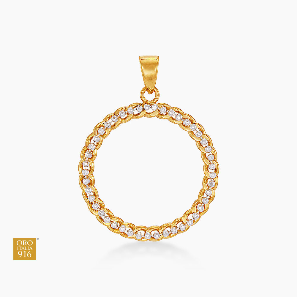 Oro Italia 916 Yellow and White Gold Pendant GP54361125(YW)-BI (22K Gold)