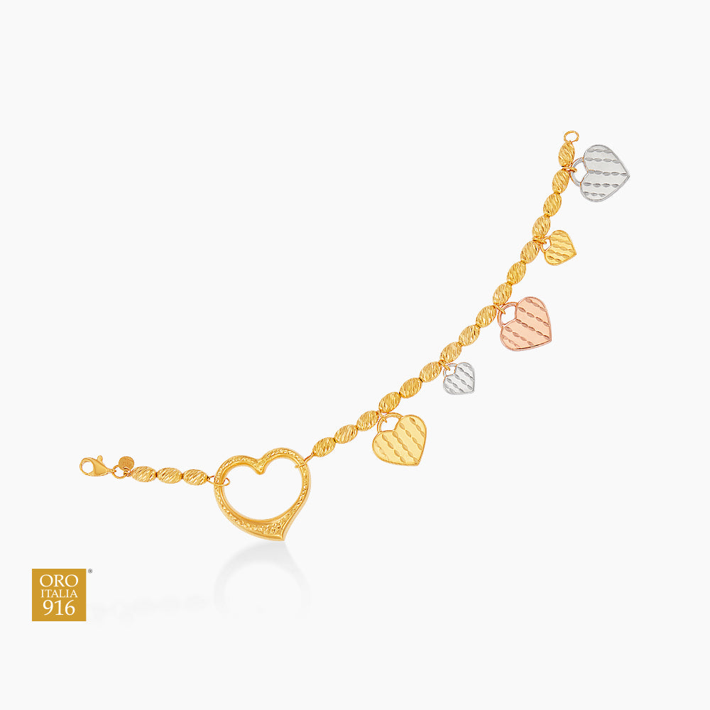 Oro Italia 916 Yellow, White and Rose Gold Bracelet GW55300126-TI (22K Gold)