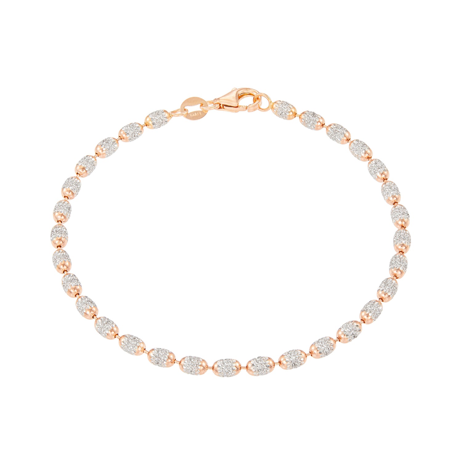BEADS PLANET | Oro Italia 916 Rose and White Gold Bracelet GW51030524(300RW)-BI (22K Gold)