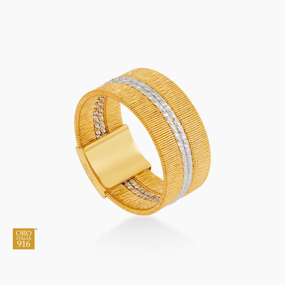 Oro Italia 916 Yellow and White Gold Ring GR61880526(YW)-BI (22K Gold)