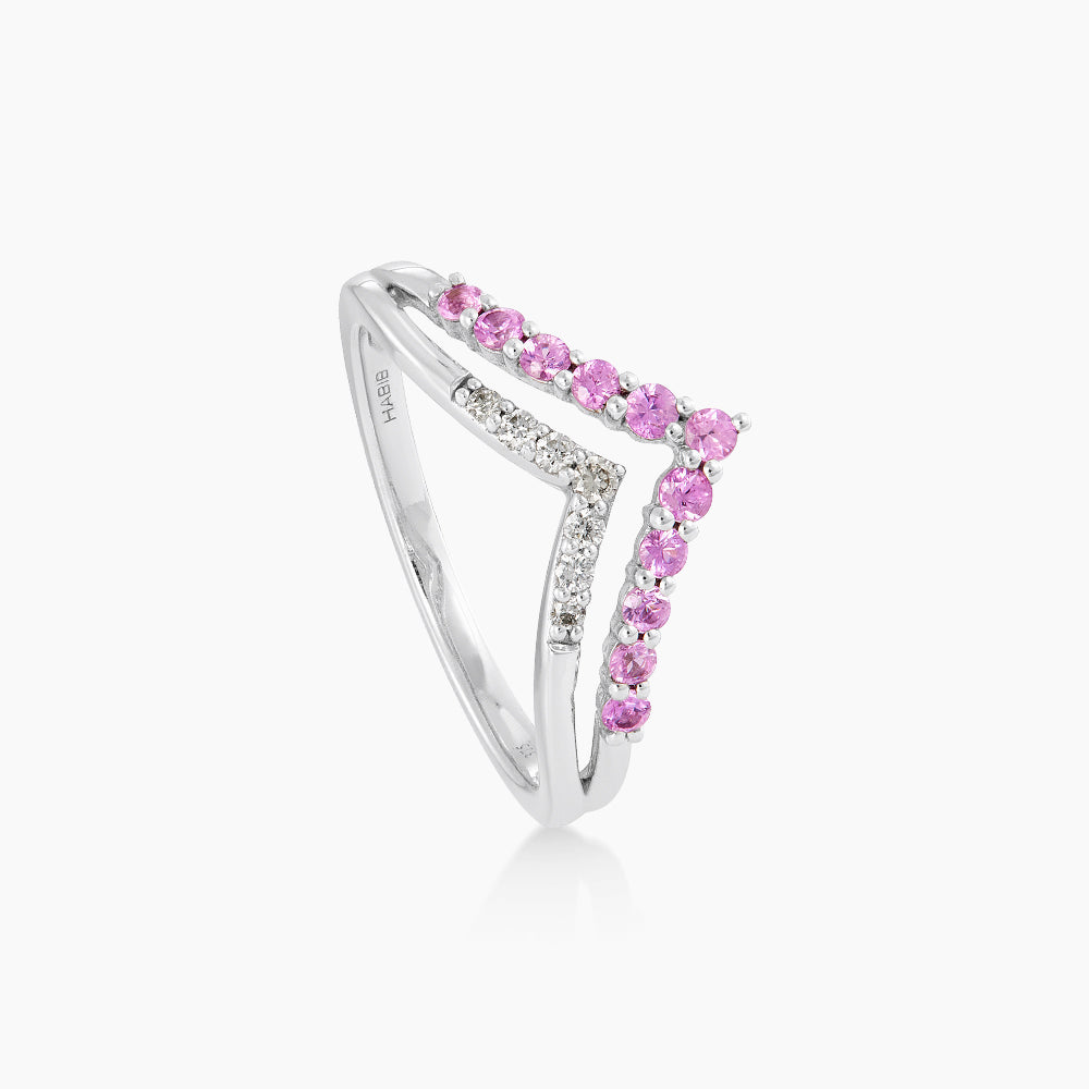 CHIC | Pink Sapphire and Diamond Ring in 375/9K White Gold 267650124(WG)-PS