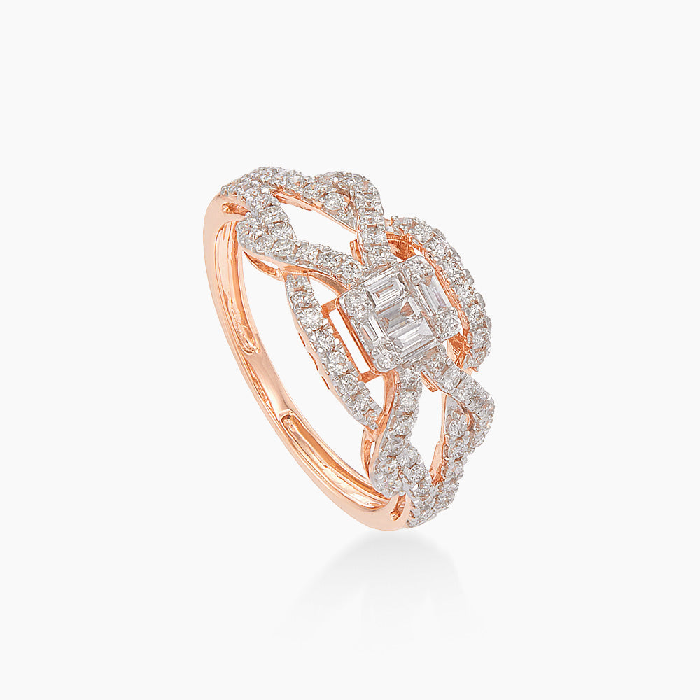 Baguette Diamond Ring in 750/18K Rose Gold 275120526