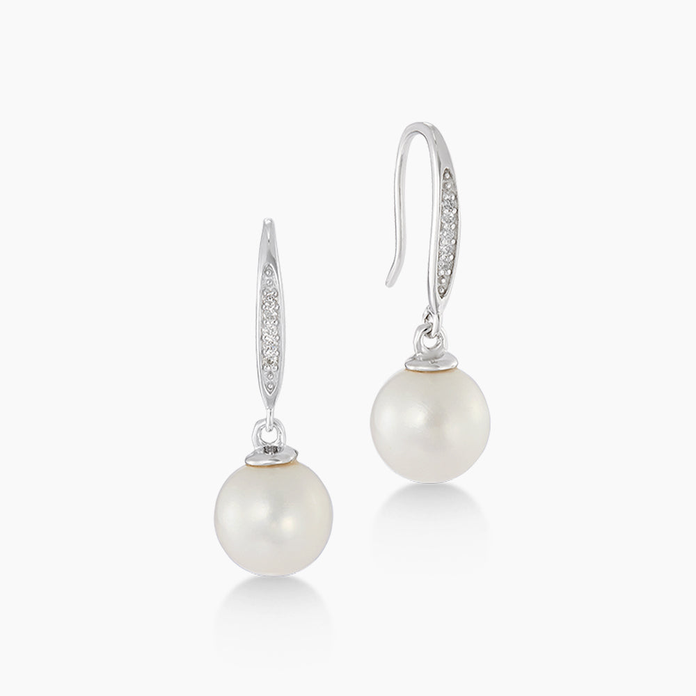 925 Diamond and Fresh Water Pearl Earrings 458660826