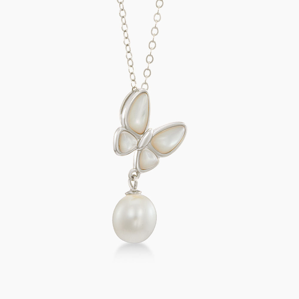 925 Fresh Water Pearl Necklace Z4528S(1)-P+N(WG)