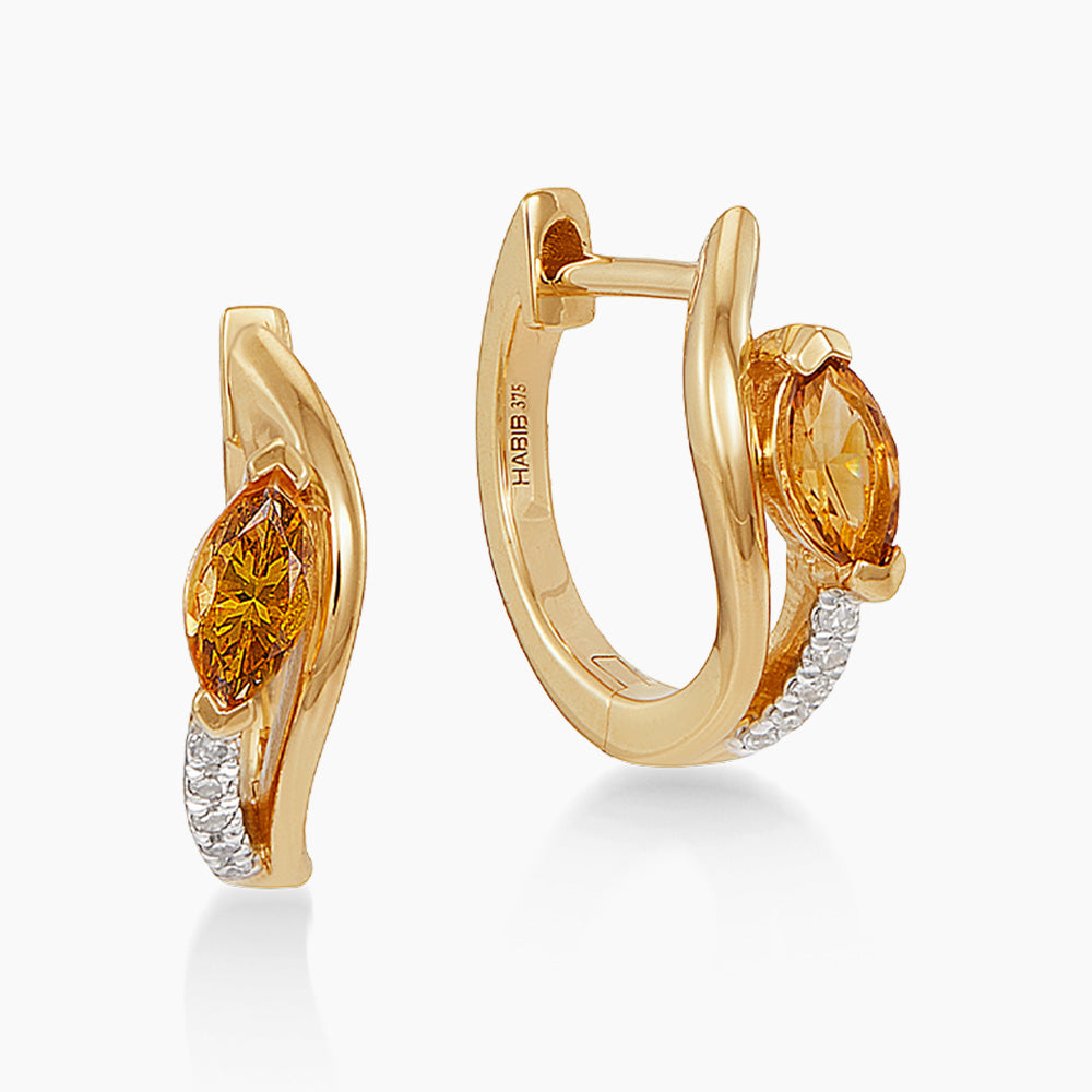 Marquise Citrine and Diamond Earrings in 375/9K Yellow Gold 458440526(YG)-CITR