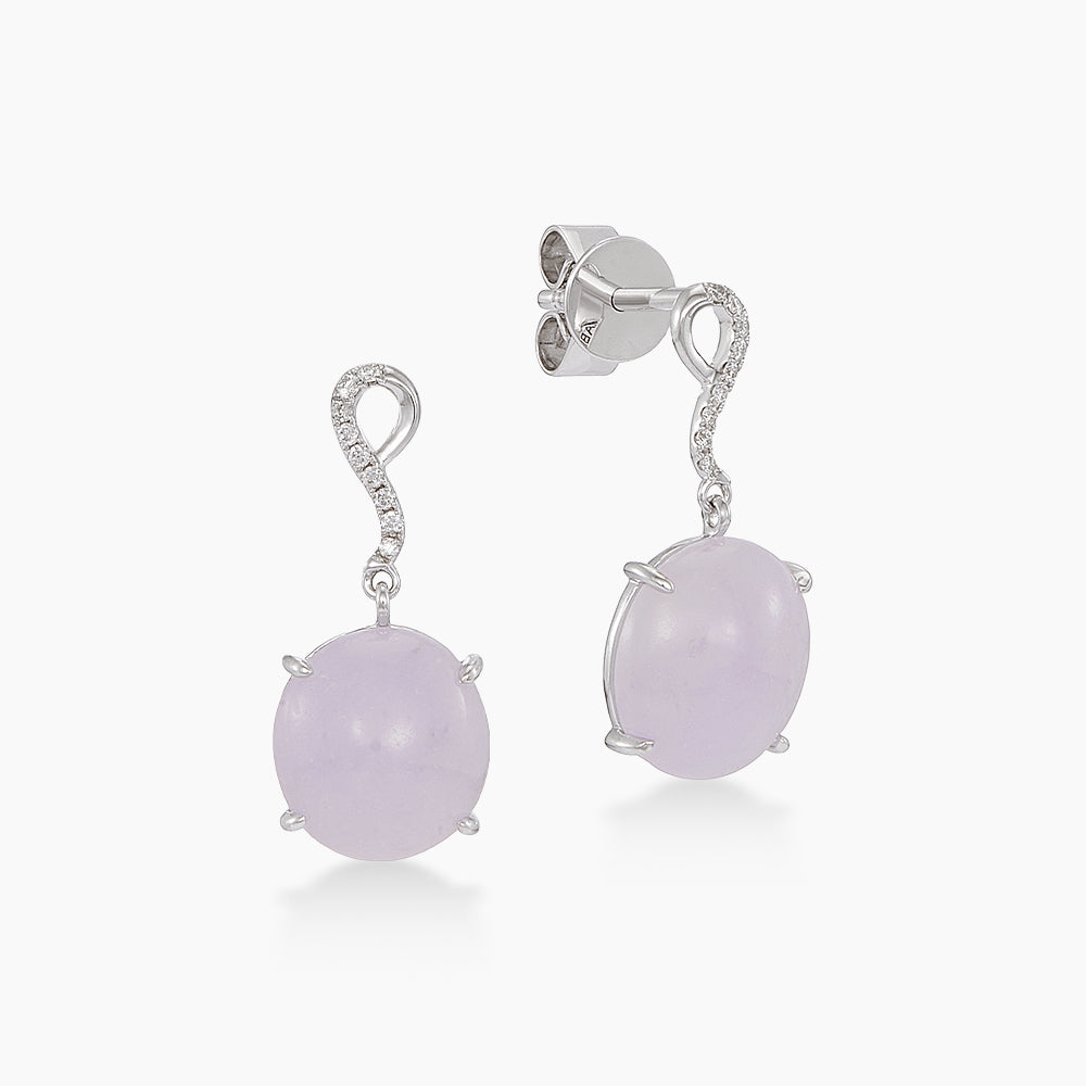 Diamond and Light Purple Jade Earrings in 585/18K White Gold 458690926(A)