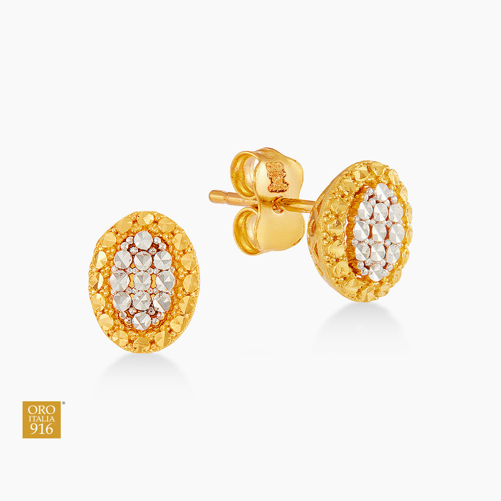 LUMINA | Oro Italia 916 Yellow and White Gold Earrings GE78050426(YW)-BI (22K Gold)