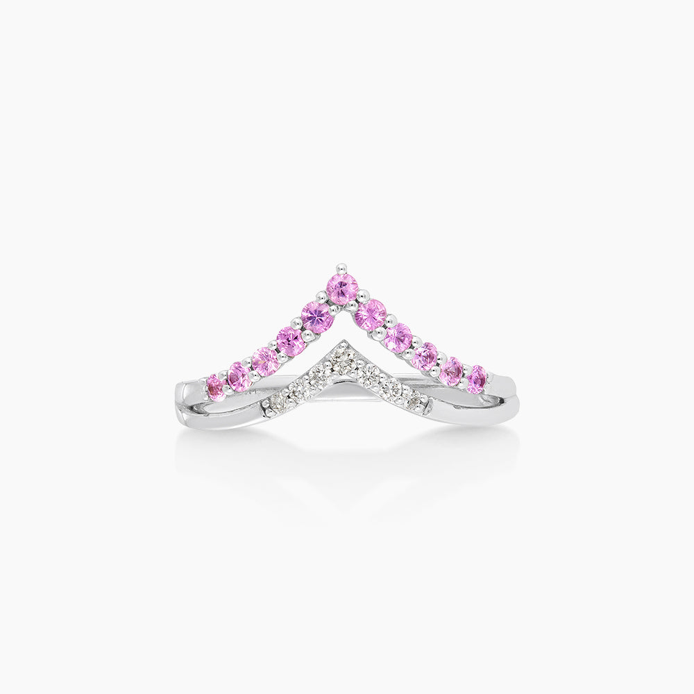 CHIC | Pink Sapphire and Diamond Ring in 375/9K White Gold 267650124(WG)-PS