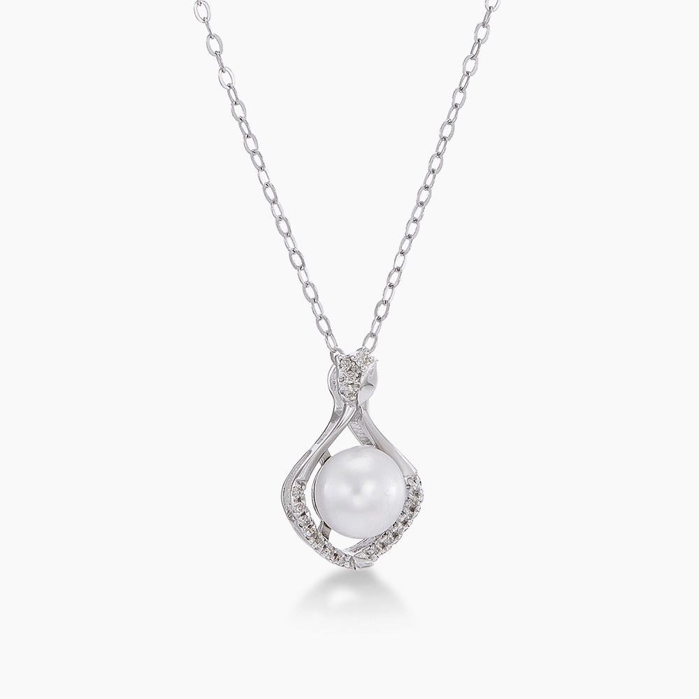 925 Diamond and Fresh Water Pearl Necklace 561750826