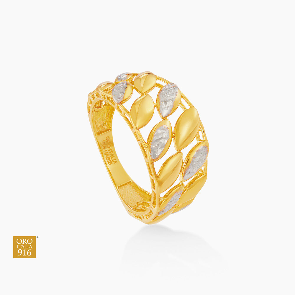 Oro Italia 916 Yellow and White Gold Ring GR60490925(YW)-BI (22K Gold)