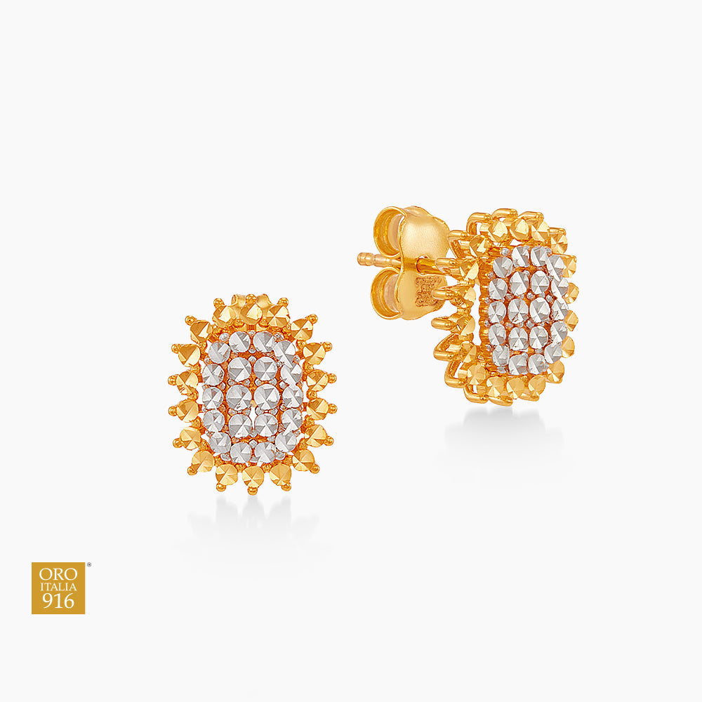 Oro Italia 916 Yellow and White Gold Earrings GE78160526(YW)-BI (22K Gold)