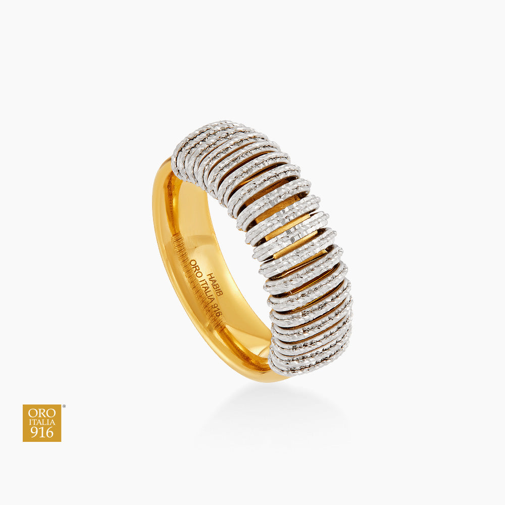 Oro Italia 916 White and Yellow Gold Ring GR62240526(WY)-BI (22K Gold)