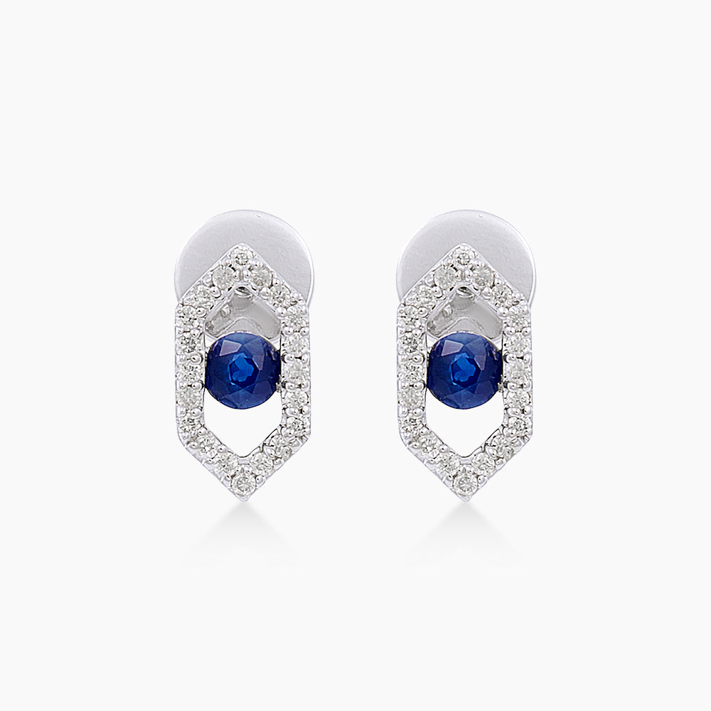 Blue Sapphire and Diamond Earrings in 375/9K White Gold 275840726(E)