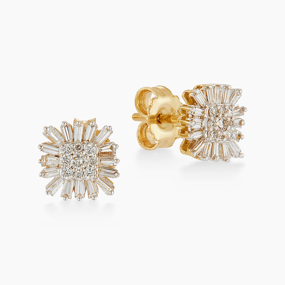 Tapered and Diamond Earrings in 375/9K Yellow Gold 275290626(E)
