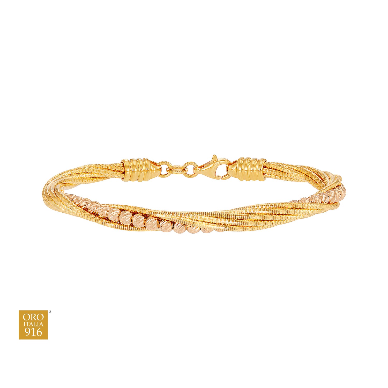 CAVO | Oro Italia 916 Yellow and Rose Gold Bangle GB91230525(6YR)-BI (22K Gold)