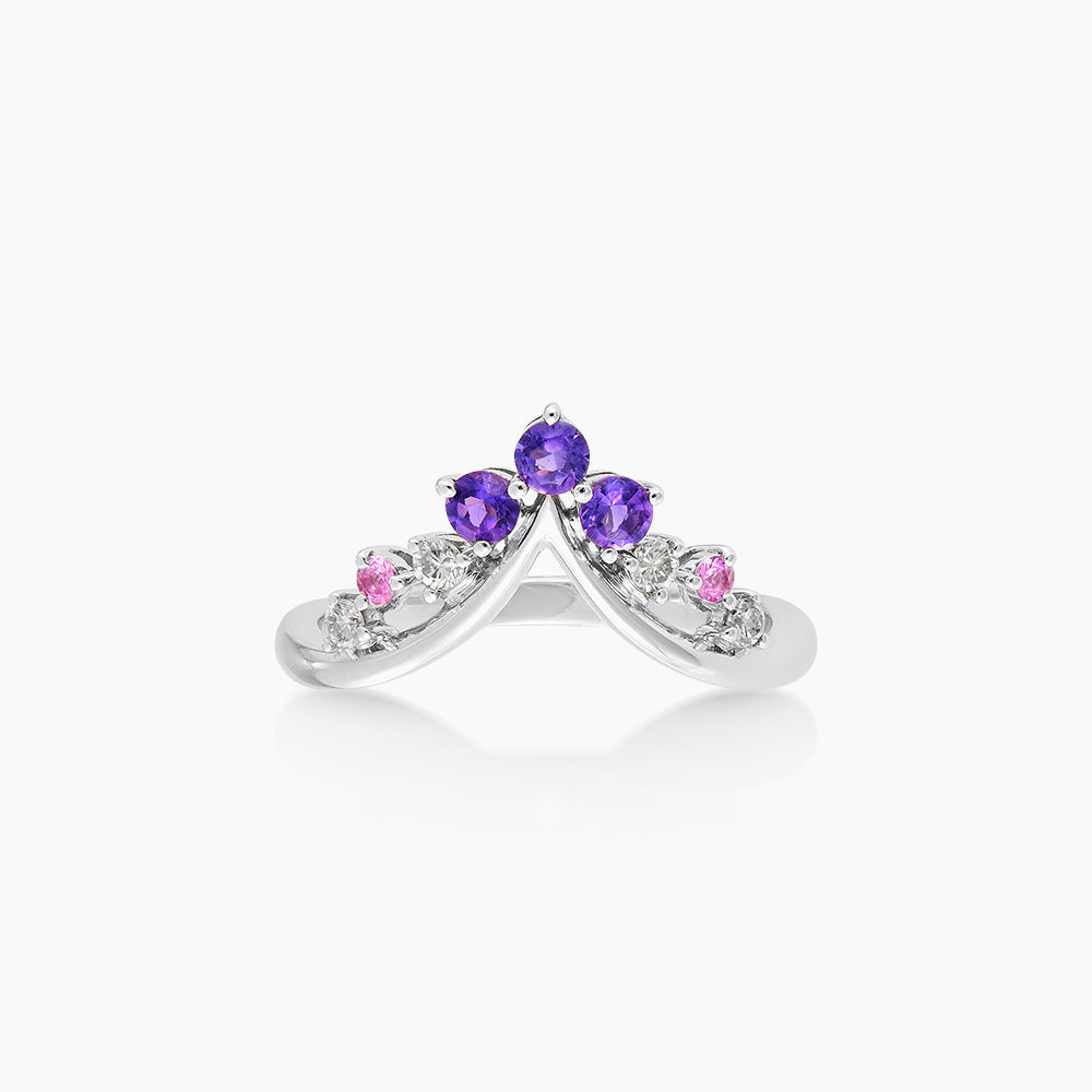 CHIC | Amethyst, Pink Sapphire and Diamond Ring in 375/9K White Gold 267630124(WG)-AMEH