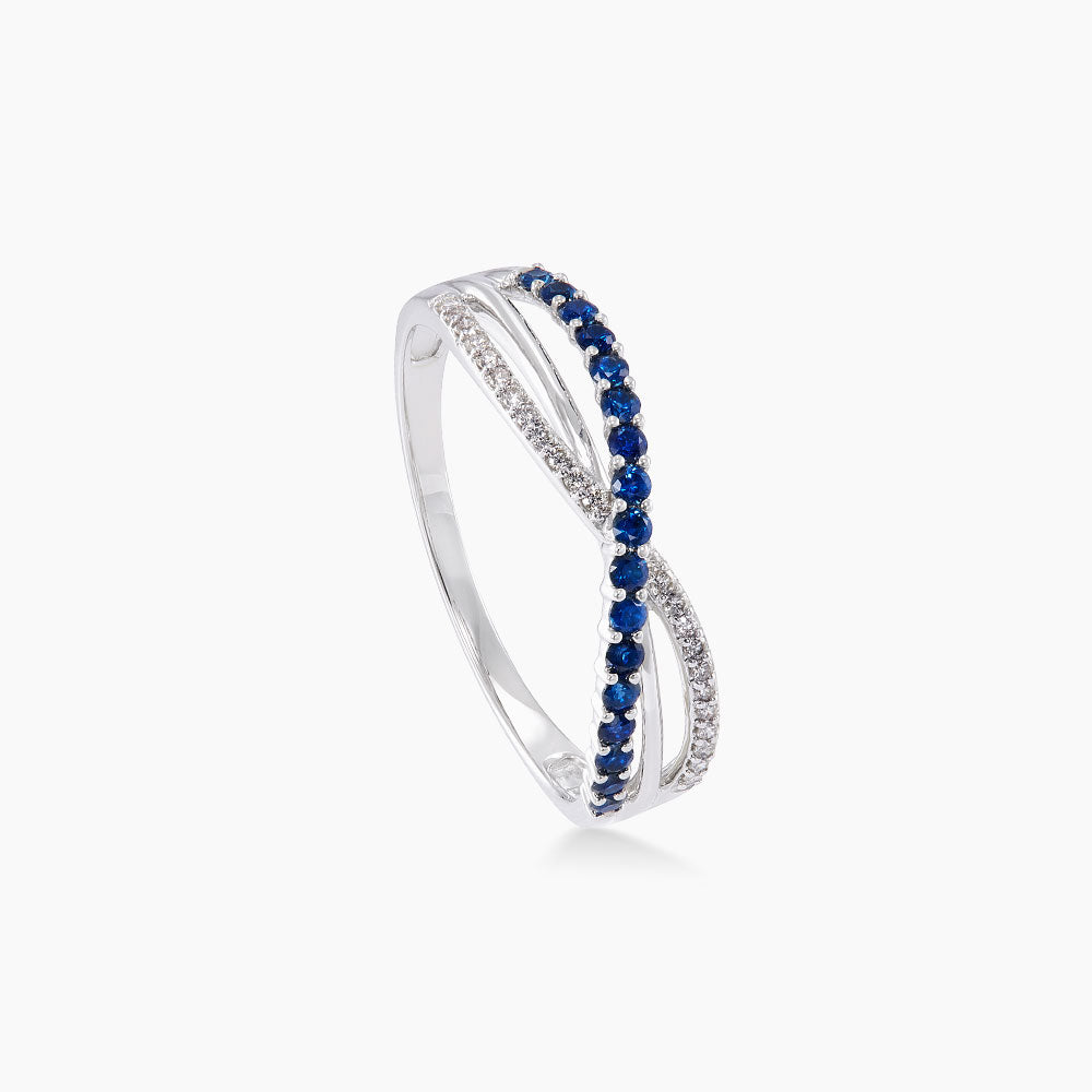 Blue Sapphire and Diamond Ring in 375/9K White Gold 271000125(WG)-BS