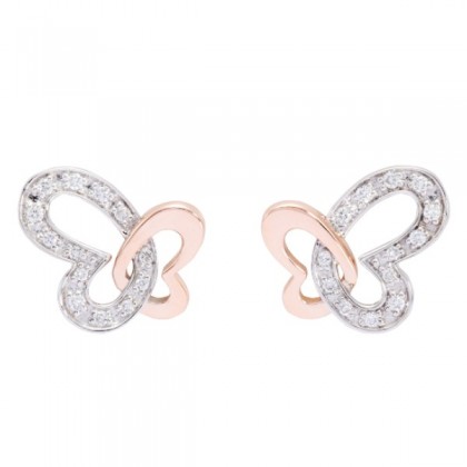 Butterfly Round Diamond Earring in 375/9K White and Rose Gold 25607(E)