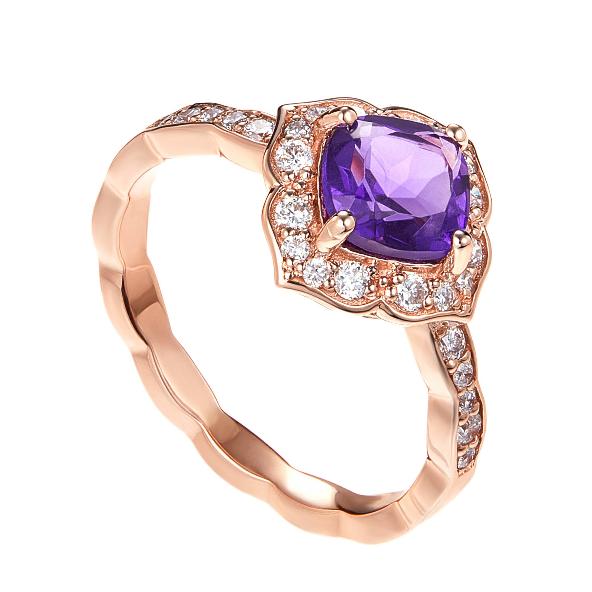 Rose gold ring with amethyst stone Clearance
